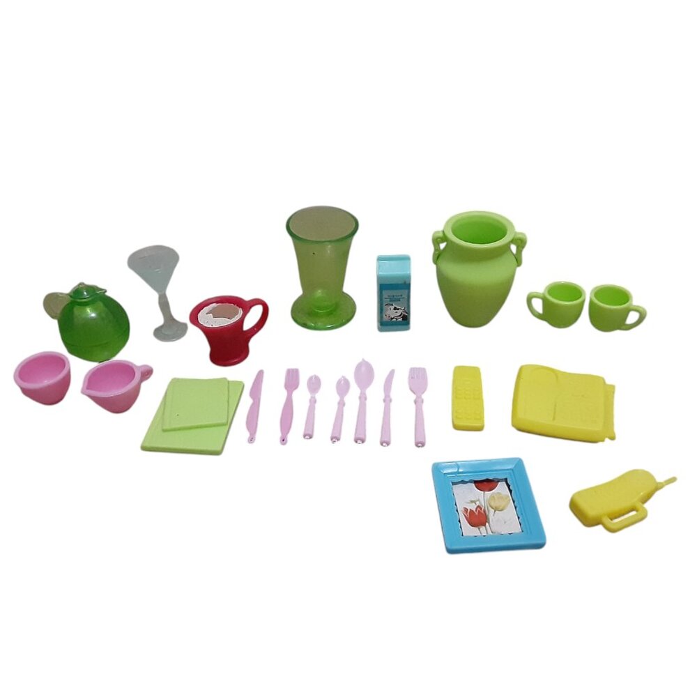 Barbie Style Dollhouse Accessories Lot Vintage Misc. Kitchen Telephones Vases